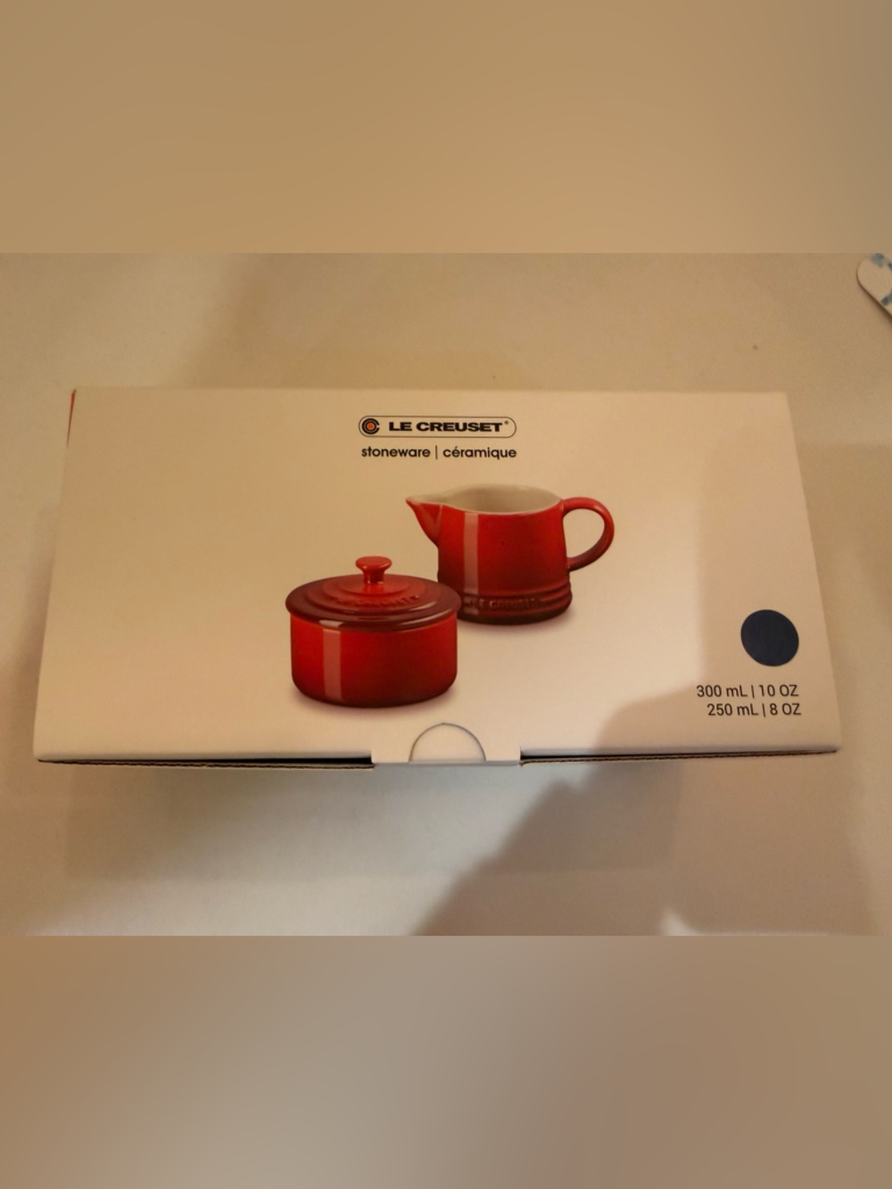 Le Creuset Stoneware Signature Cream and Sugar Set, Marseille Blue NEW - Picture 3 of 9